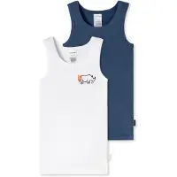Schiesser Maillot de corps ' Fine Rib ' bleu foncé / blanc