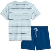 Marc o'polo Pyjama court ' Mix N Match ' bleu / bleu clair / blanc