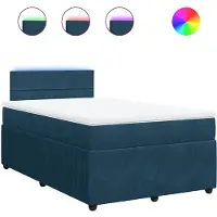 vidaXL Lit boxspring avec matelas bleu 120x200 cm velours