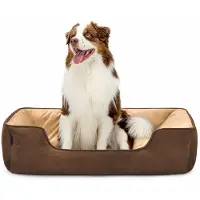 Lionto 2-in-1 Hundekissen aus Wildlederimitat, 110x80 cm, braun/beige /2