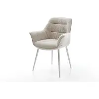 DELIFE Chaise-de-salle-à-manger Kaira-Flex tissu tissé doux beige 4 pieds coniques acier inoxydable