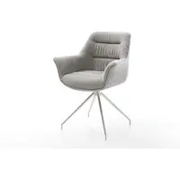 DELIFE Chaise-de-salle-à-manger Kaira-Flex tissu structuré doux gris pied croisé conique acier inoxydable