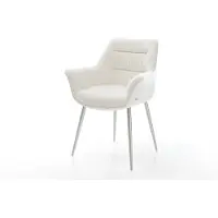 DELIFE Chaise-de-salle-à-manger Kaira-Flex bouclé doux beige 4 pieds coniques acier inoxydable