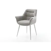 DELIFE Chaise-de-salle-à-manger Kaira-Flex tissu structuré doux gris 4 pieds coniques acier inoxydable