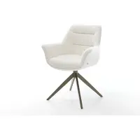 DELIFE Chaise-pivotante Kaira-Flex bouclé doux beige pied croisé large aspect titane pivotement sur 360° fonction bascule