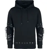 Gothicana by EMP Sweat-shirt à capuche Gothic de - Sweat à Capuche Rivets & Détails Simili Cuir - L - XL - pour Homme - noir - Taille L