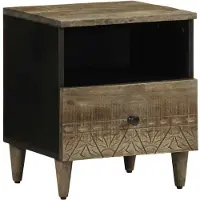 vidaXL Table de chevet gris clair 40x33x46 cm bois de manguier solide