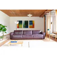 PIB Canapé 3 places scandinave en cuir bordeaux Atsullivan