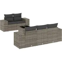 vidaXL Ensemble de salon de jardin 6 pièces avec coussins Gris Poly rotin