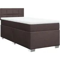 vidaXL Lit boxspring avec matelas brun foncé 90x200 cm Tissu