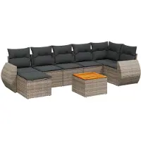 vidaXL Ensemble de jardin canapé 8 pièces avec coussins Gris Poly rotin
