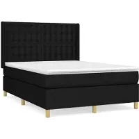 vidaXL Lit boxspring avec matelas noir 140x190 cm Tissu