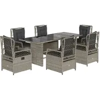 vidaXL Ensemble de jardin 7 pièces avec coussins gris clair Poly rotin