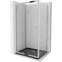 Mexen Apia Cabine de douche pliante 120 x 90 cm, Transparent, Chrome + Receveur de douche plat, Noir - 840-120-090-01-00-4070