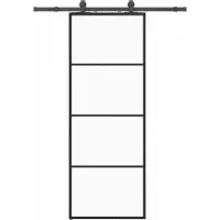 vidaXL Porte coulissante avec ferrure noire 76x205 cm verre ESG