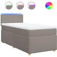 vidaXL Lit boxspring avec matelas Taupe 90x200 cm Tissu