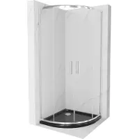 Mexen Rio paroi de douche semi-circulaire 80 x 80 cm, Transparent, Chrome + receveur de douche Flat, Noir - 863-080-080-01-00-4170