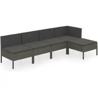 vidaXL Ensemble de salon de jardin 5 pièces avec coussins Poly Rattan Gris