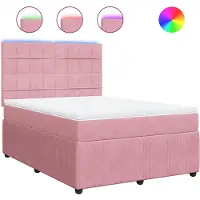 vidaXL Lit boxspring avec matelas rose 160x200 cm velours