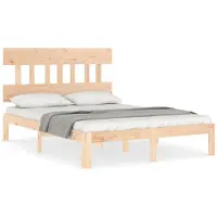 vidaXL Lit en bois massif avec tête de lit