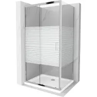 Mexen Apia Douche pliante 130 x 70 cm, Rayures, Chrome + Receveur de douche plat - 840-130-070-01-20-4010