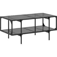 vidaXL Table basse avec plateau en verre noir 98,5x50x45 cm acier