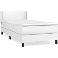 vidaXL Lit boxspring avec matelas blanc 90x200 cm similicuir