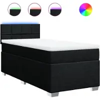 vidaXL Lit boxspring avec matelas noir 80x200 cm tissu