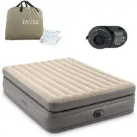 Intex Matelas gonflable - Prime Comfort - 2 personnes - 152x203x51 cm (lxLxH) - Gris - Motopompe incorporée