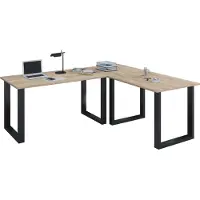 VCM Bureau en bois | Plaine de bureau d'angle | 130x130 | Forme L gauche ou droite | Plaque de table de travail 50 cm en profondeur | Meubles de bureau de table d'ordinateur - Lona U