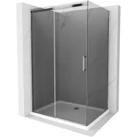 Mexen Omega Cabine de douche à l'italienne 110 x 70 cm, Noir graphite, Chrome + receveur de douche Flat, bialy - 825-110-070-01-40