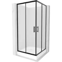 Mexen Rio Cabine de douche carrée 90 x 90 cm, motif strass, noir + Receveur de douche Rio, blanc - 860-090-090-70-30-4510
