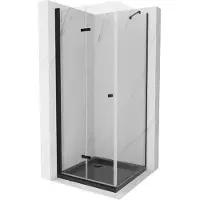 Mexen Lima Paroi de douche pliante 80 x 80 cm, transparente, noire + receveur de douche plat, noir - 856-080-080-70-00-4070B