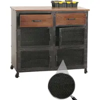 Mendler Servante d'atelier HWC-N28, chariot, roulettes 2 tiroirs, structure 3D métal bois 90x100x40cm noir, marron