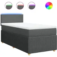 vidaXL Lit boxspring avec matelas gris foncé 80x200 cm Tissu