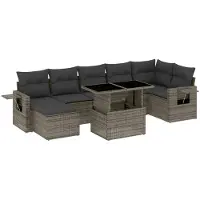 vidaXL Ensemble de jardin canapé 8 pièces avec coussins Gris Poly rotin