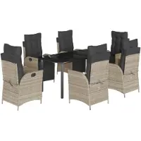 vidaXL Ensemble de jardin 7 pièces avec coussins gris clair Poly rotin