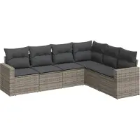 vidaXL Ensemble de salon de jardin 6 pièces avec coussins Gris Poly rotin