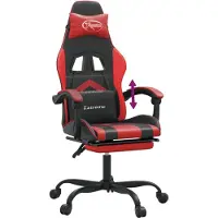 vidaXL Chaise de jeu avec repose-pieds Noir et rouge Similicuir