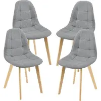 En.casa Chaise de salle à manger Kopparberg (lot de 4) en tissu hêtre Chaise de salon 86 x 53 x 47 cm gris clair