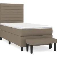 vidaXL Lit boxspring avec matelas Taupe 100x200 cm Tissu