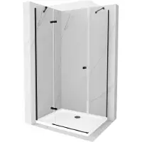 Mexen Roma cabine de douche avec porte battante 100 x 80 cm, Transparent, Noir + receveur de douche Flat, Blanc - 854-100-080-70-00-4010B