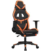 vidaXL Chaise de jeu avec repose-pieds noir et orange similicuir