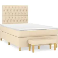vidaXL Lit Boxspring avec matelas Crème 120x200 cm Tissu
