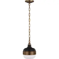 Elstead Lighting Suspension Cadence, laiton antique foncé et noir mat, 1xE27x60W, verre, dimensions : 195,6 x 20,3 x 20,3 cm, IP20, Feiss