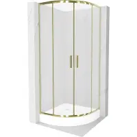 Mexen Rio paroi de douche semi-circulaire 80 x 80 cm, Rhinestone pattern, Gold + receveur de douche Rio, White - 863-080-080-50-30-4710