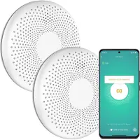 Aroha Smart Connect Détecteur Combiné avec Fumée & Monoxyde de Carbone Connecte - Batterie 10 Ans - Alarme Incendie & CO, Tuya, Smartlife - 2 pièces