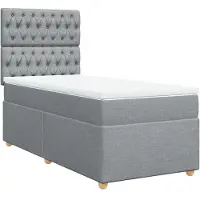 vidaXL Lit boxspring avec matelas gris clair 90x190 cm Tissu