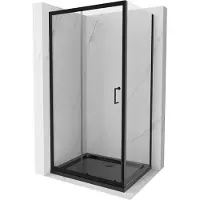Mexen Apia Paroi de douche à encastrer 90 x 70 cm, Transparent, Noir + Receveur de douche plat, Noir - 840-090-070-70-00-4070B