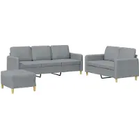 vidaXL Ensemble de canapés 3 pièces avec coussins Tissu gris clair